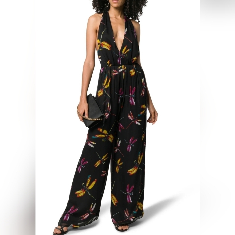 DVF Diane Von Furstenberg Justine Dragonfly Jumpsuit V-neck - Large